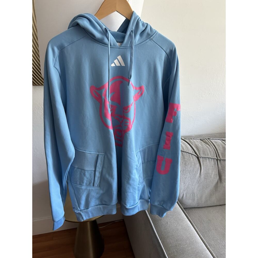 FIU Panthers Adidas Men’s Blue Pink Climalite Hoodie Size L